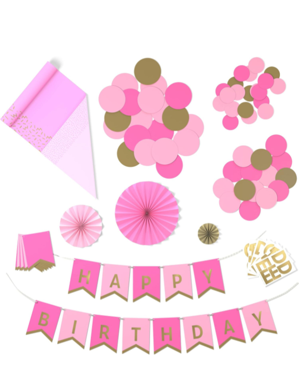 Hallmark Crayola Color Pop Party Decorations Set Pink and Gold
